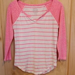 Women's Pink and White Striped Top